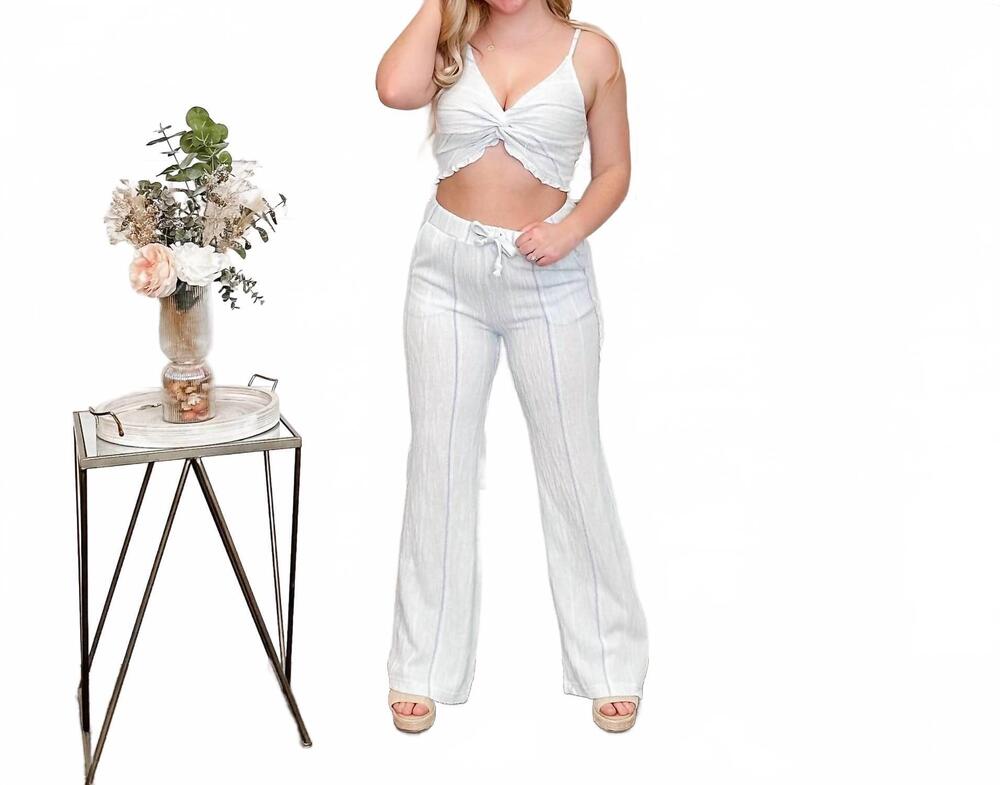 NEW VINTAGE HAVANA sweet little number high-rise cotton blend pants in sky